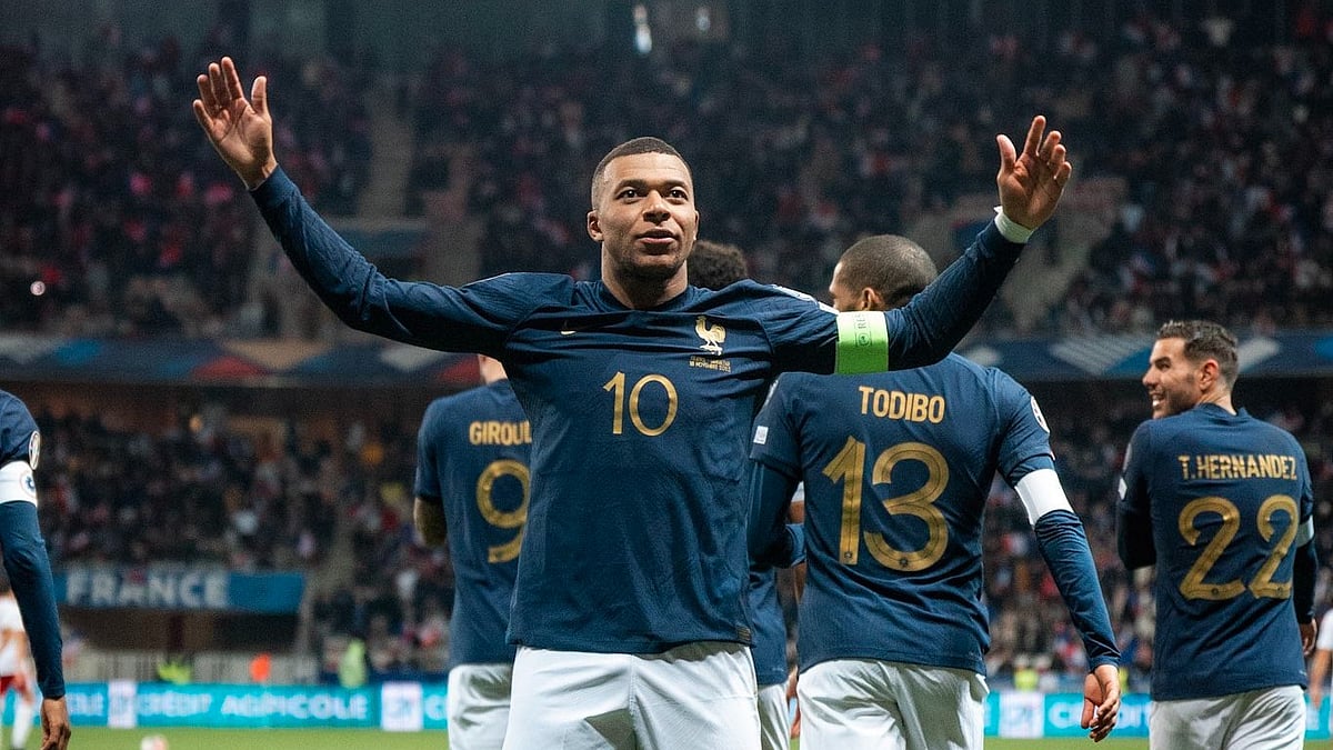 Photo: X/KMbappe : Spain vs France, UEFA Nations League: File photo of Kylian Mbappe celebrating after scoring a goal in UEFA Euro 2024.