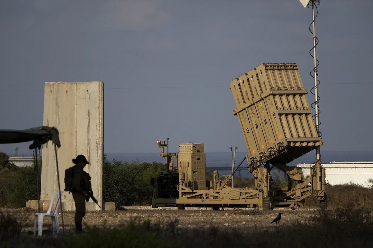 AP : A battery of Israel’s Iron Dome defence missile system |