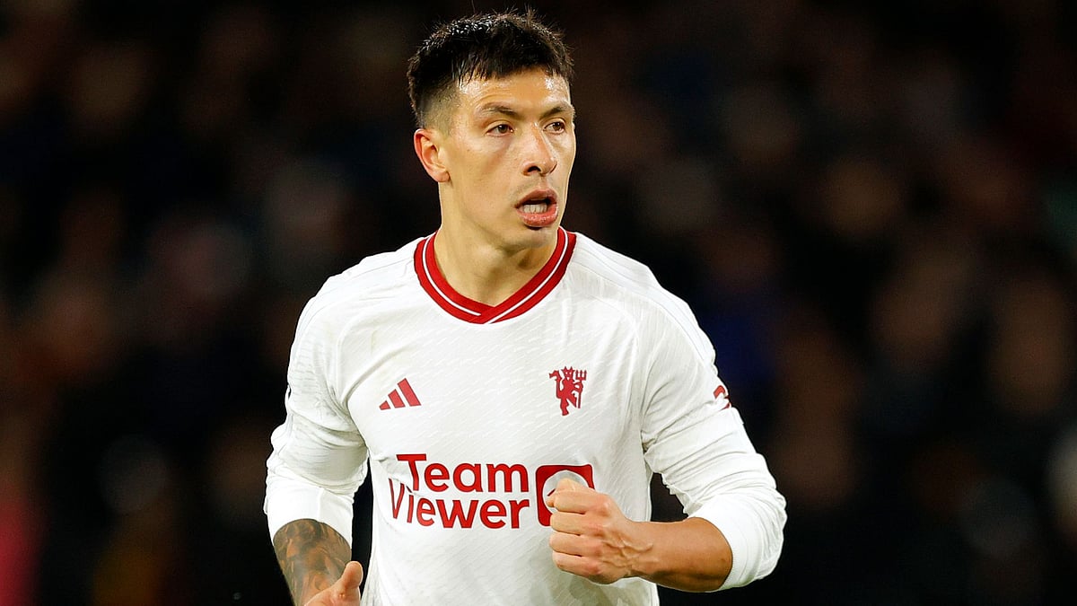 File Photo : Lisandro Martinez was carried off on a stretcher with a left leg injury.