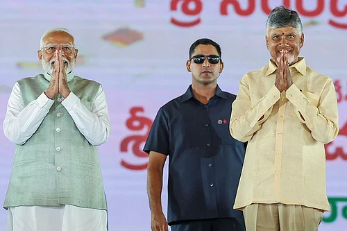 PTI; Representative image : Chandrababu Naidu with PM Modi at his swearing in ceremony