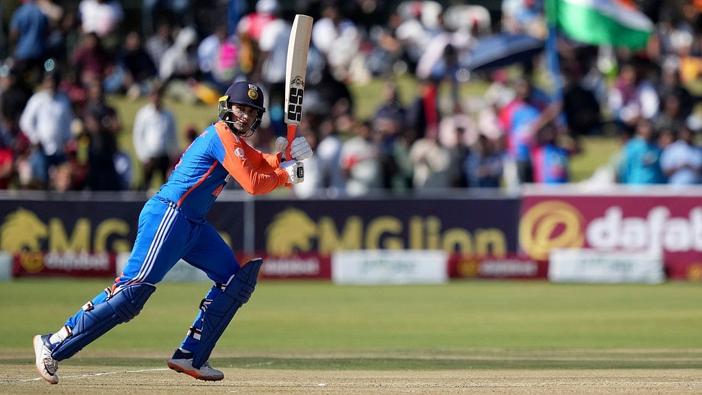 AP/Tsvangirayi Muikwazhi : Indias Abhishek Sharma bats during IND vs ZIM, 2nd T20I in Harare.