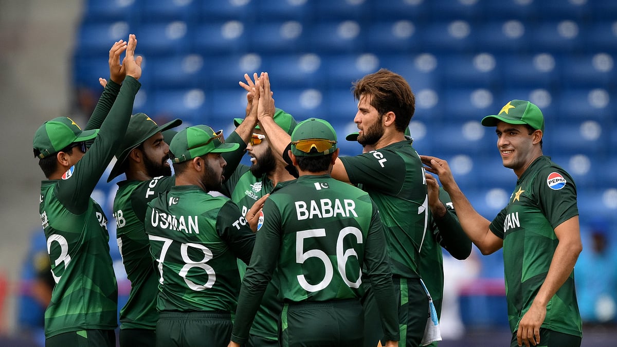 X/TheRealPCB : File photo of Pakistan cricket team celebrating after taking a wicket against Ireland in T20 World Cup 2024.