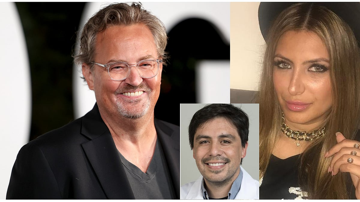 X : Mathew Perry (L), Jasveen Sangha (R), and Dr. Salvador Plasencia (M)