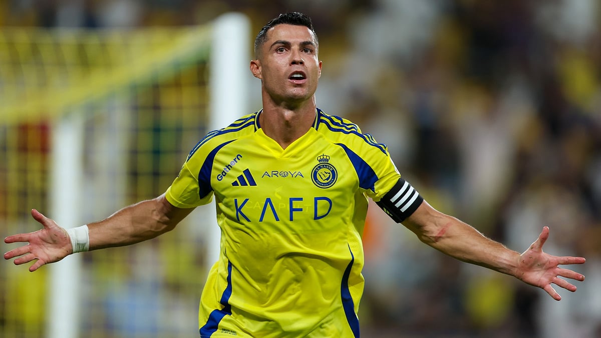 Al-Ettifaq Vs Al-Nassr Highlights, Saudi Pro League 2025-26: Cristiano Ronaldo celebrates after scoring a goal.