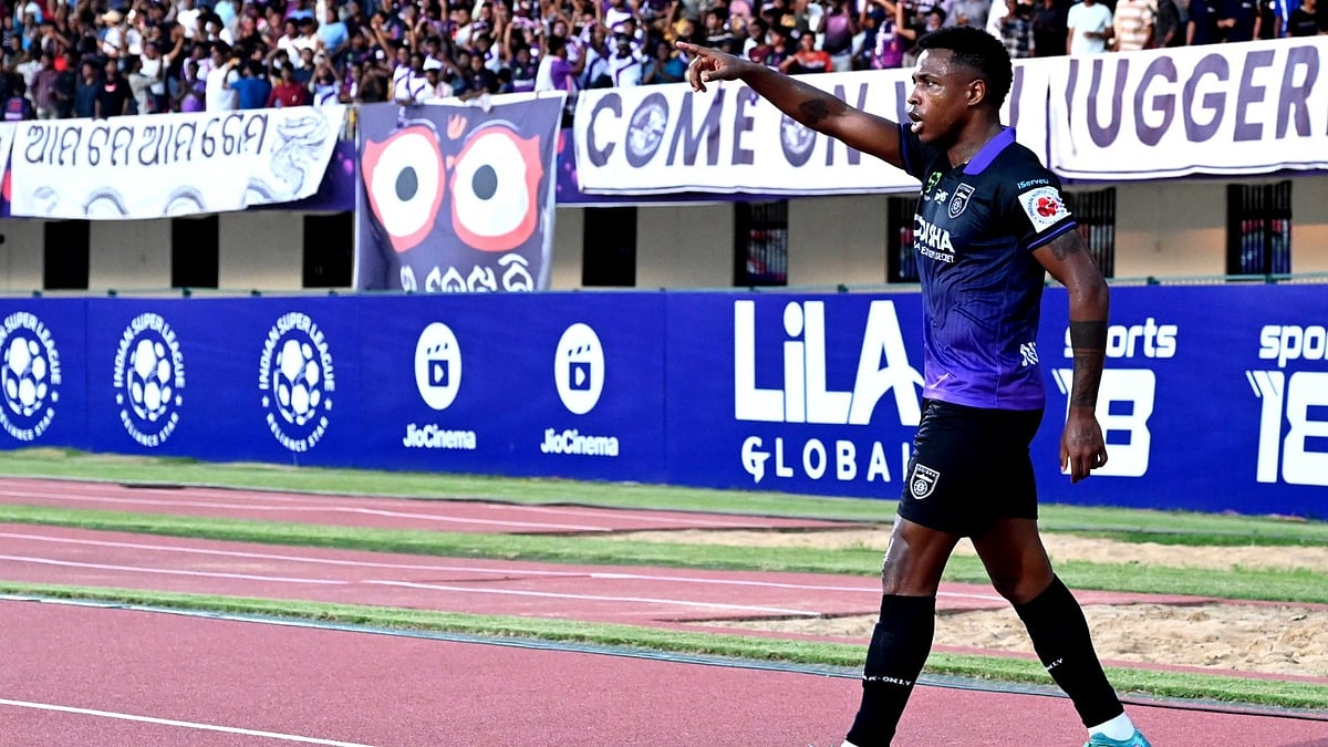 PC: ISL/FSDL : Diego Mauricio celebrates his goal at the Kalinga Stadium