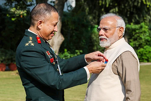 | Photo: PTI : PM Modi on Armed Forces Flag Day