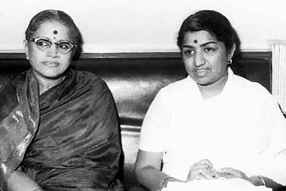 | File Photo : Two Icons: M.S. Subbulakshmi (left) with Lata Mangeshkar (right)