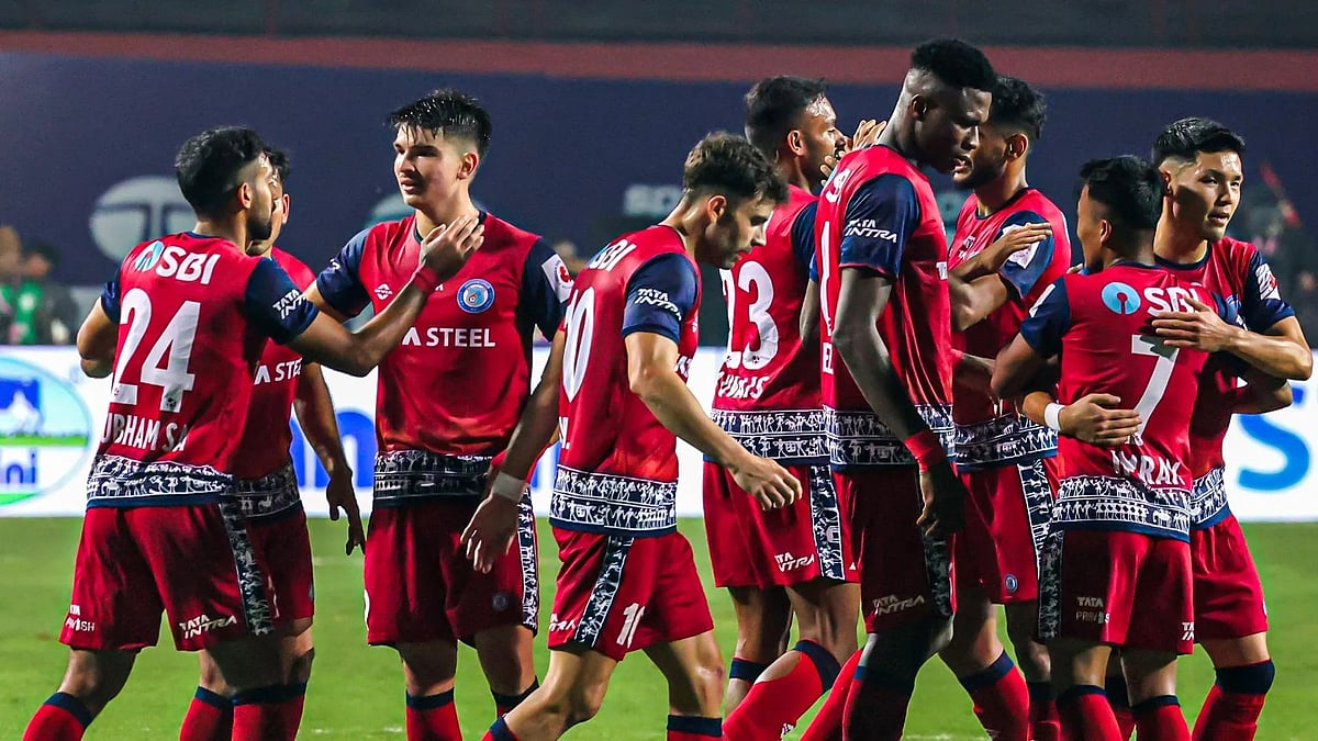 Photo: ISL : Jamshedpur FC celebrate after their win over Punjab FC in Indian Super League 2024-25.