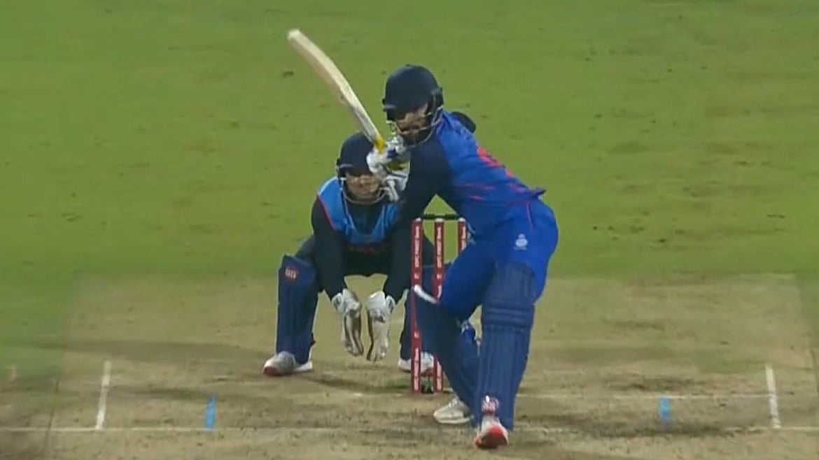 Screengrab : Rajat Patidar in action against Delhi in SMAT 2024.