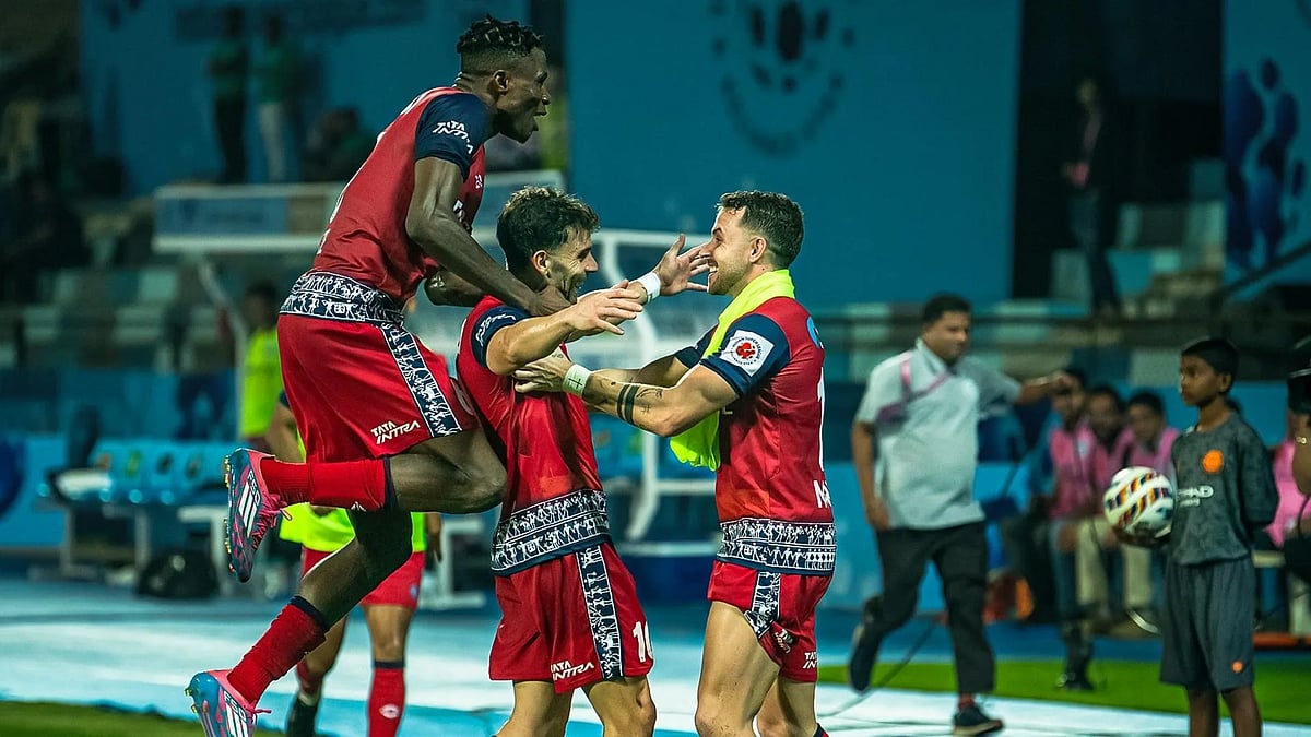 ISL : Jamshedpur FC celebrate a goal in the Indian Super League.