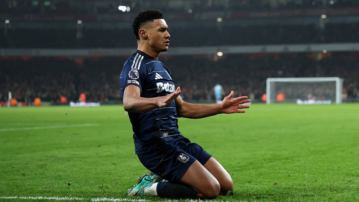 Ollie Watkins celebrates his goal against Arsenal
