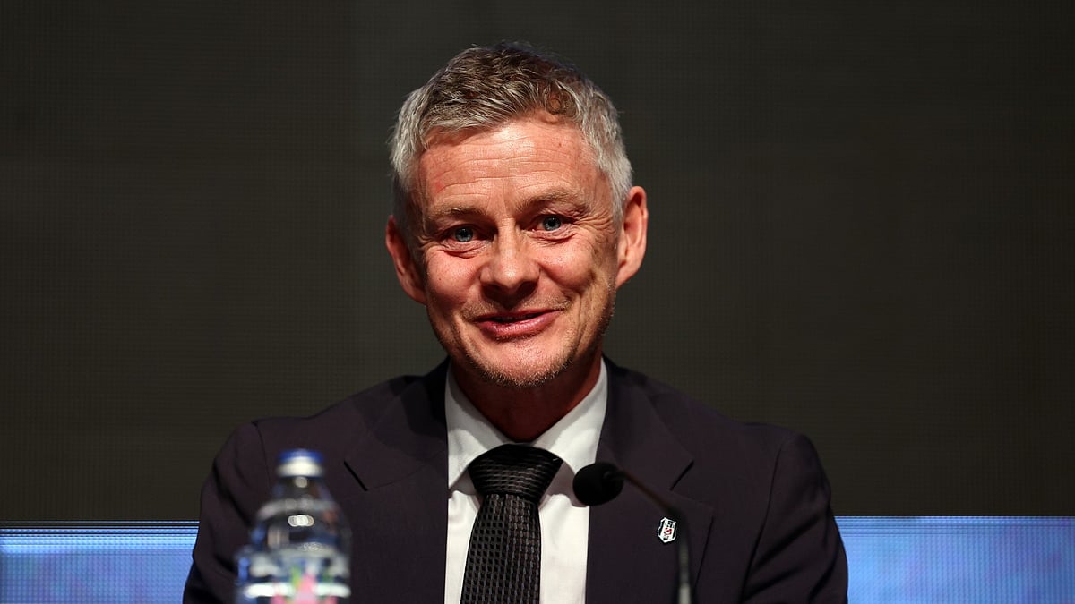 Ole Gunnar Solskjaer at a signing ceremony as the new Besiktas head coach.