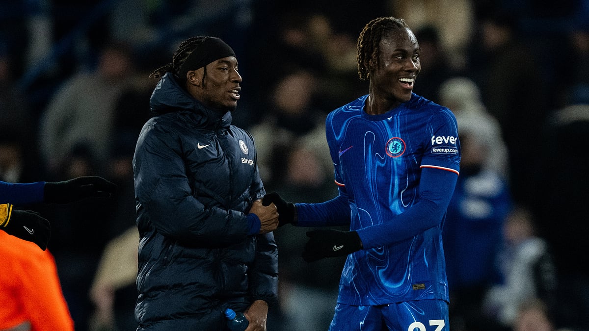 Noni Madueke and Trevoh Chalobah after Chelsea's win over Wolves