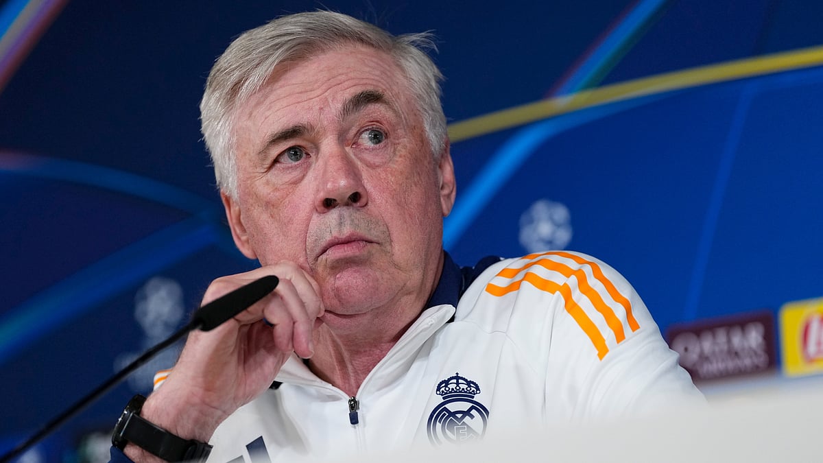 Carlo Ancelotti pictured at a pre-match press conference