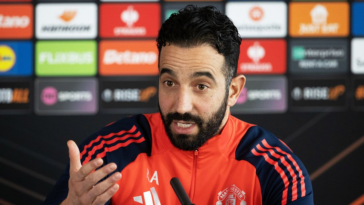 Amorim addresses reporters during his pre-match press conference