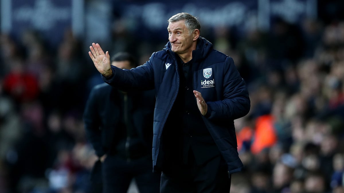 Tony Mowbray during West Brom's win over Portsmouth