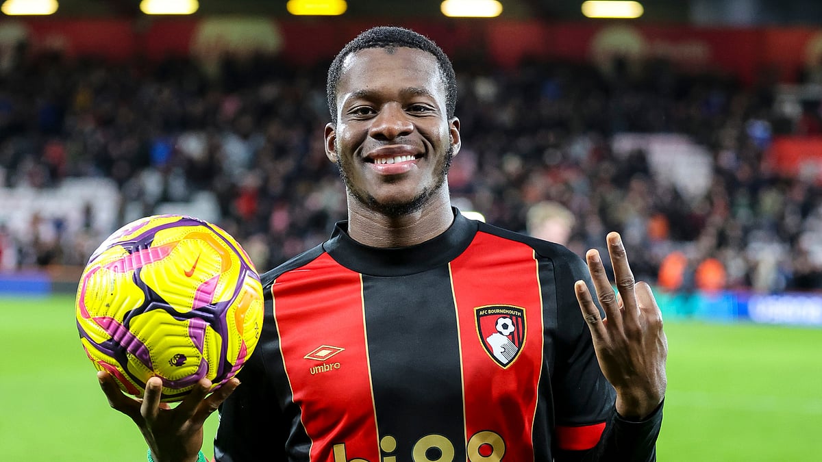 Dango Ouattara celebrates his hat-trick against Nottingham Forest