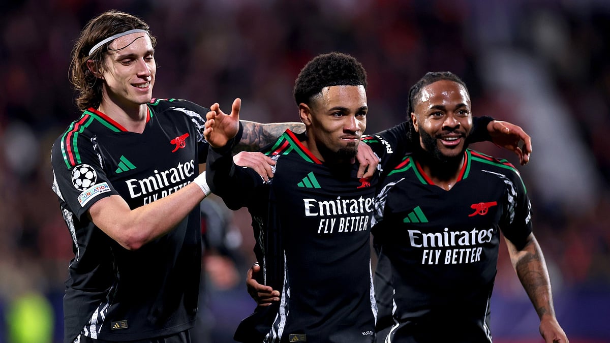 Ethan Nwaneri celebrates a brilliant winner.