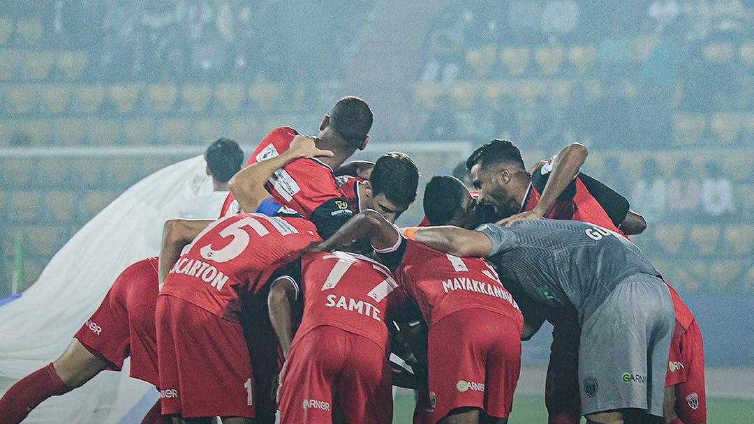 | Photo: X / NorthEast United  : NorthEast United FC Vs Malaysian Armed Forces FC Highlights, Durand Cup: NorthEast United  before a match.