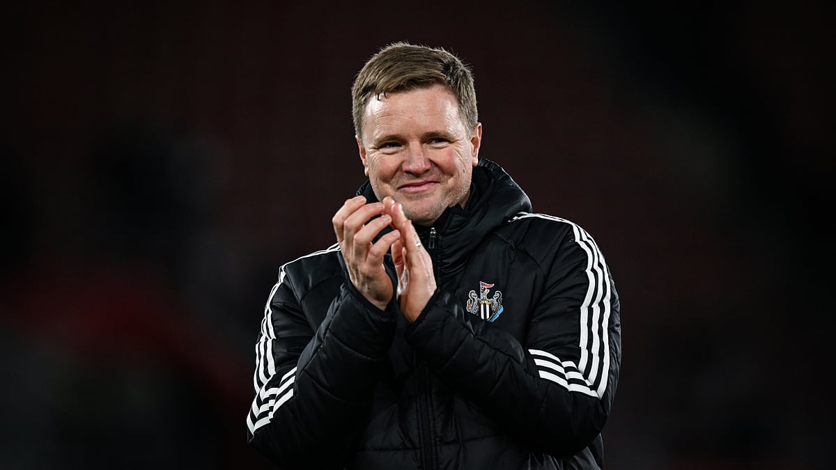 Eddie Howe celebrates Newcastle United's win over Southampton