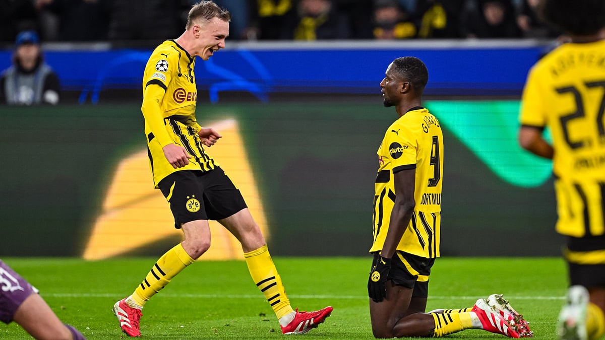 Serhou Guirassy celebrates for Dortmund