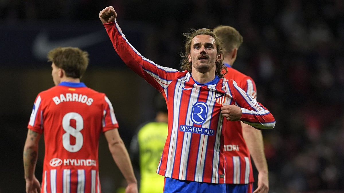 Griezmann celebrates Atletico's second goal