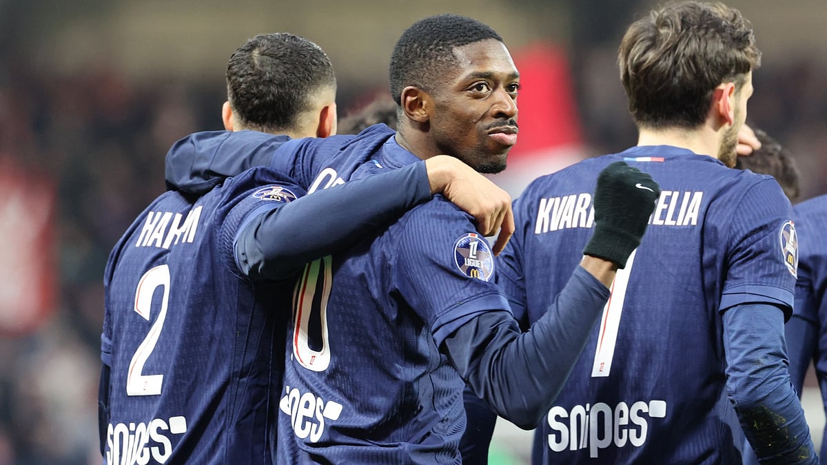 Paris Saint-Germain's hat-trick scorer Ousmane Dembele
