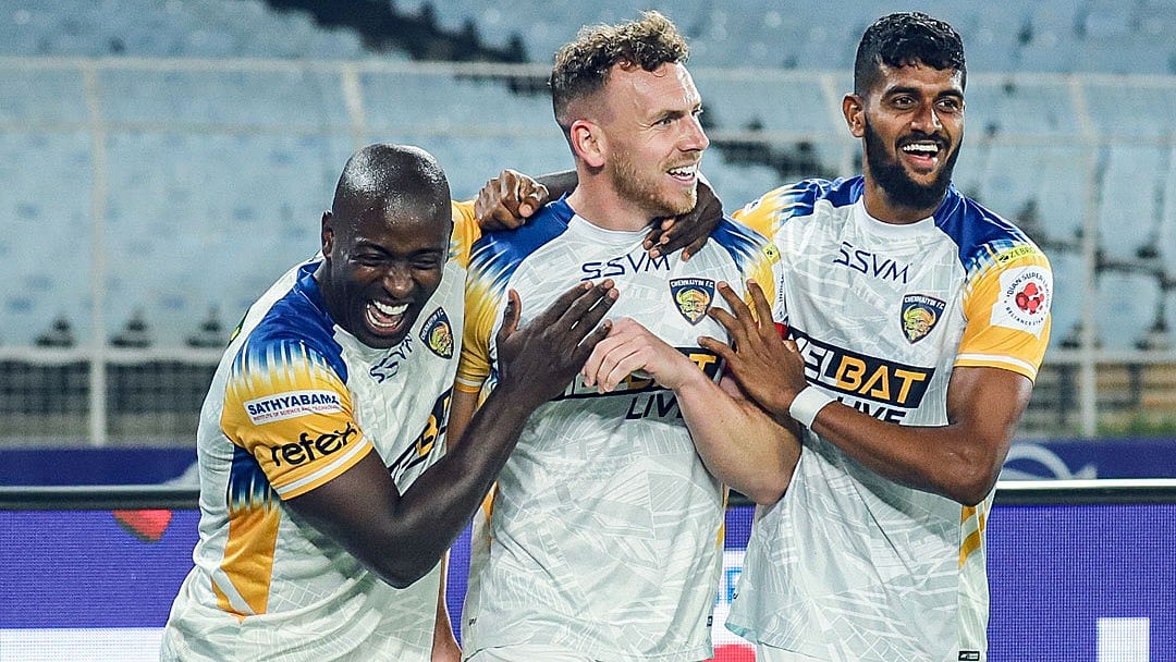 Photo: X/Chennaiyin FC : Chennaiyin FC celebrate a goal against East Bengal in the Indian Super League.