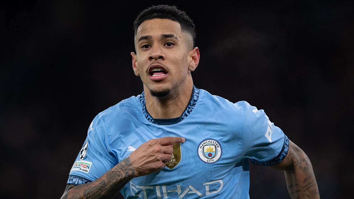 Manchester City's Savinho during a match.