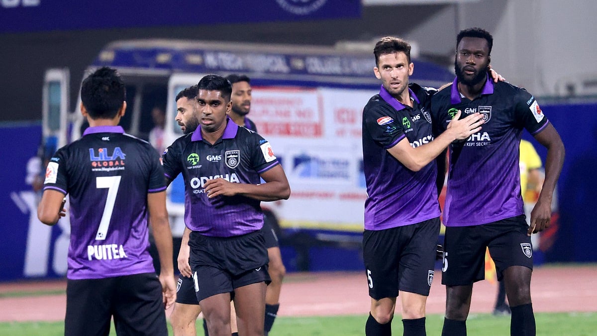 ISL/FSDL : Odisha FC players celebrate.