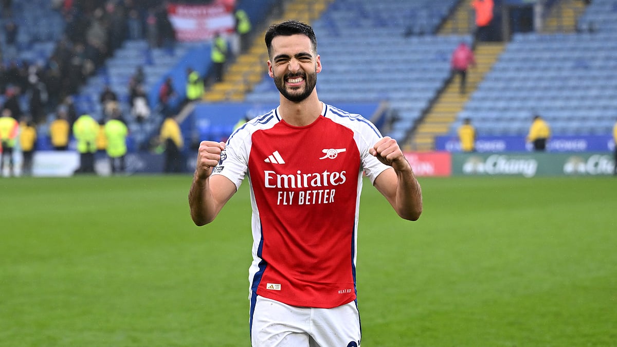 Mikel Merino celebrates his two goals against Leicester City