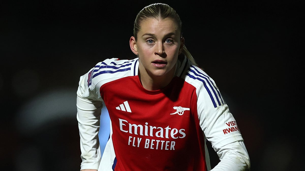 Alessia Russo of Arsenal in action in the League Cup semi-final against Manchester City