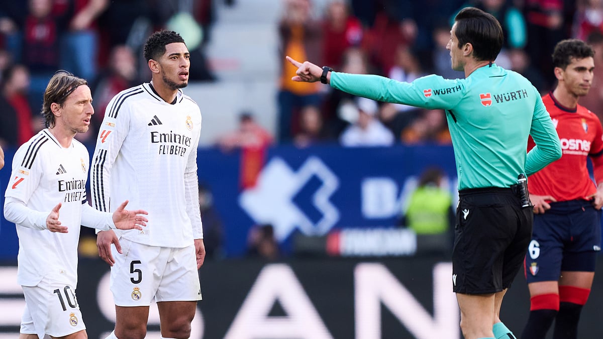 Real Madrid's Jude Bellingham was sent off on Saturday