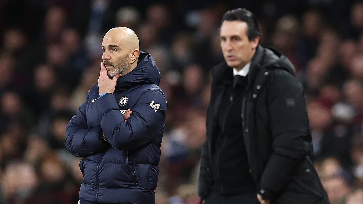 Enzo Maresca pictured during Chelsea's defeat at Aston Villa
