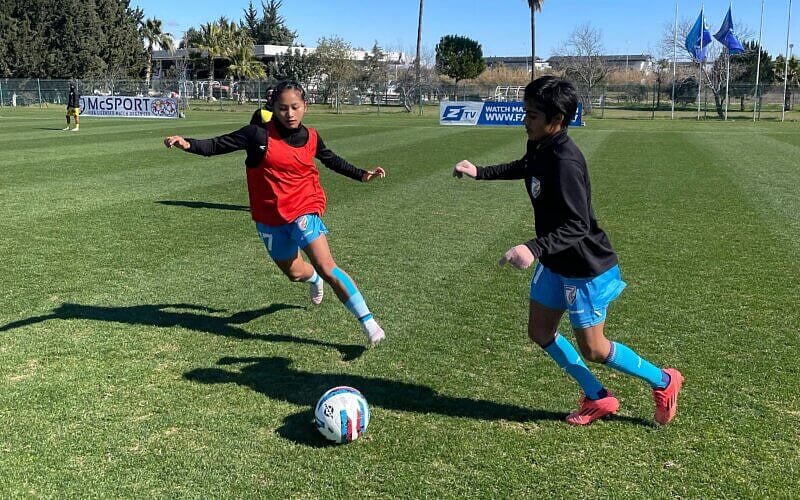 AIFF : India Under-20 players during the training session. 