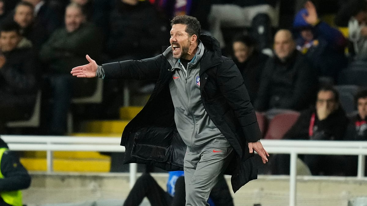Diego Simeone during Atletico Madrid's 4-4 draw with Barcelona