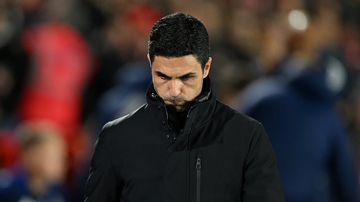 Mikel Arteta during Arsenal's 0-0 draw with Nottingham Forest