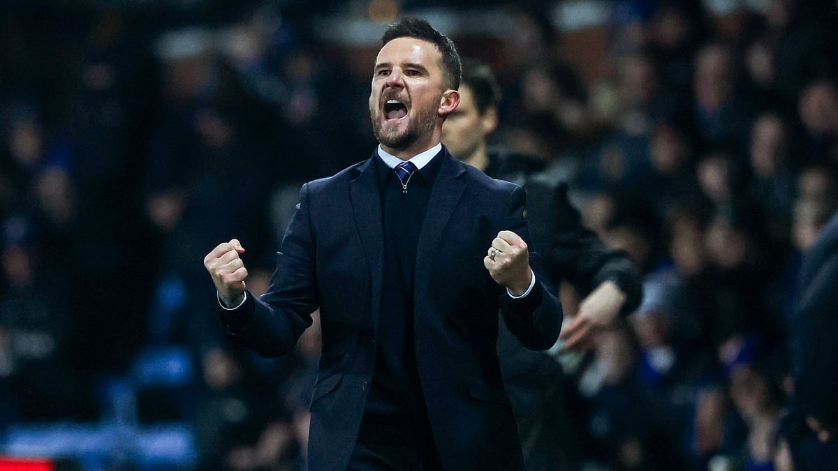 Barry Ferguson celebrates his first win as interim head coach of Rangers after defeating Kilmarnock 4-2.