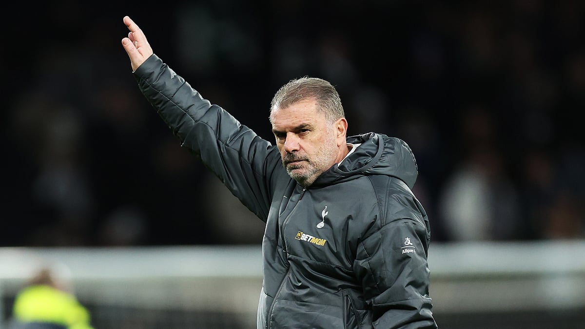 Ange Postecoglou acknowledges Tottenham's fans.