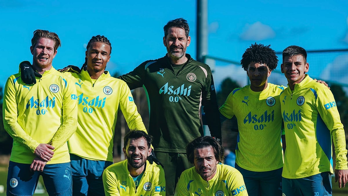 Photo: X | Manchester City FC : Manchester City FC players during a practice session.