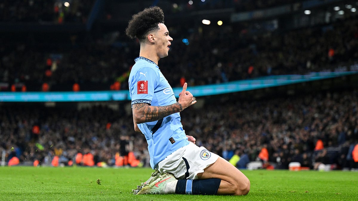 Nico O'Reilly celebrates his goal against Plymouth Argyle