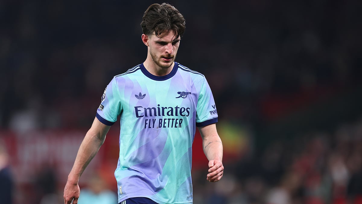 Declan Rice trudges off after Arsenal's draw with Manchester United