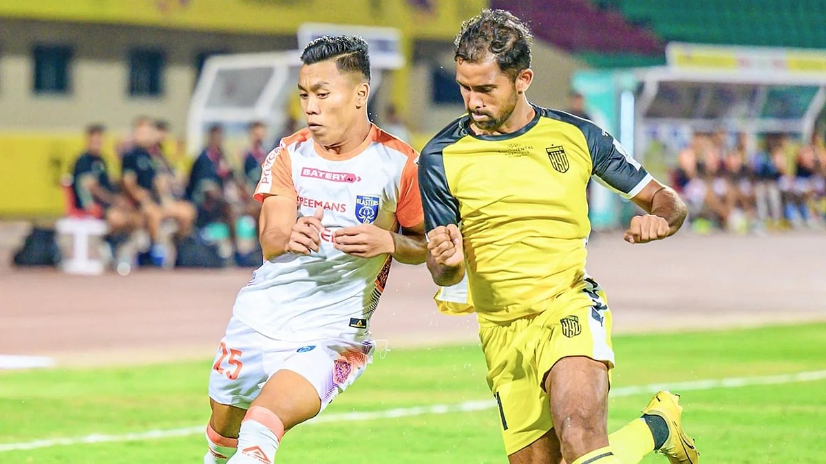 ISL : Action from the Indian Super League match between Hyderabad FC and Kerala Blasters. 