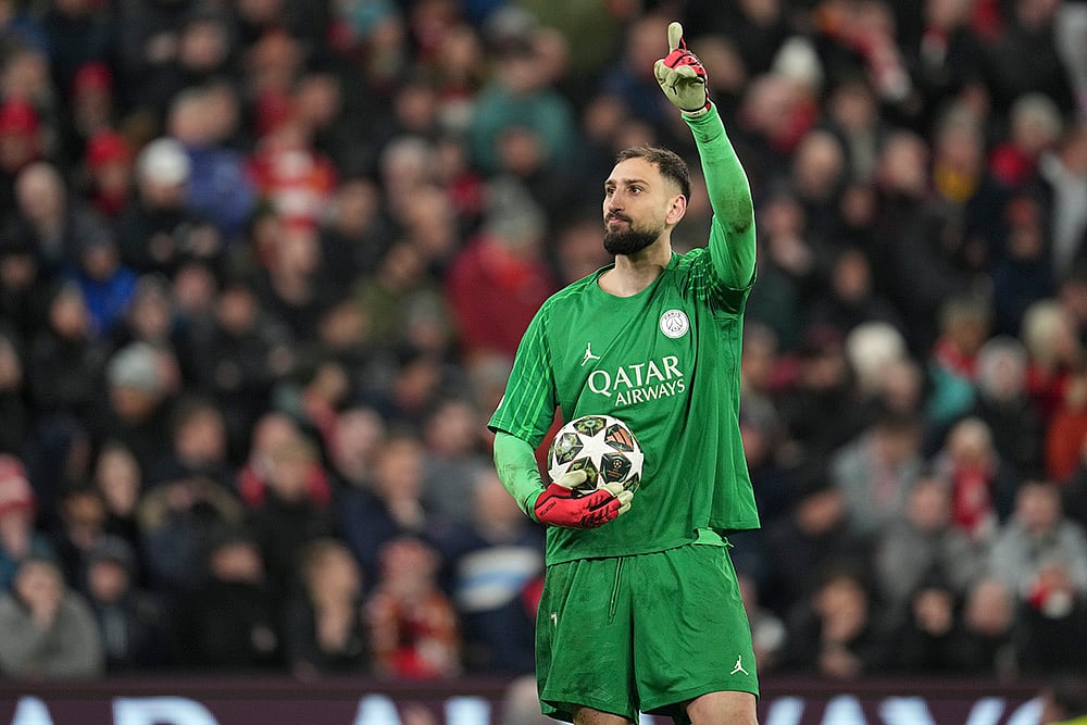 | Photo: AP/Jon Super : UCL 2024-25, Liverpool Vs PSG: PSG's goalkeeper Gianluigi Donnarumma reacts during penalty shoot out