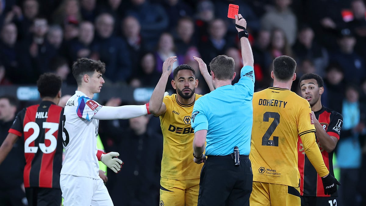 Matheus Cunha was sent off at Bournemouth on March 1