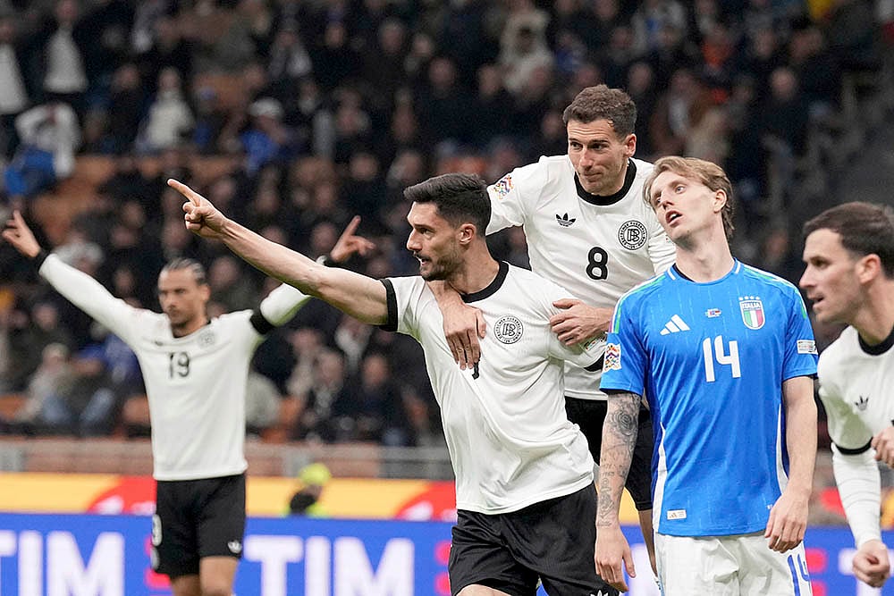 | Photo: AP/Antonio Calanni : UEFA Nations League quarterfinal first leg: Italy vs Germany