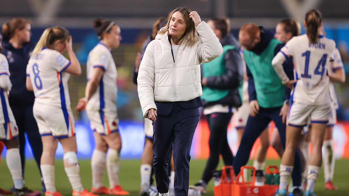 Sonia Bompastor pictured after Chelsea's defeat in the Champions League