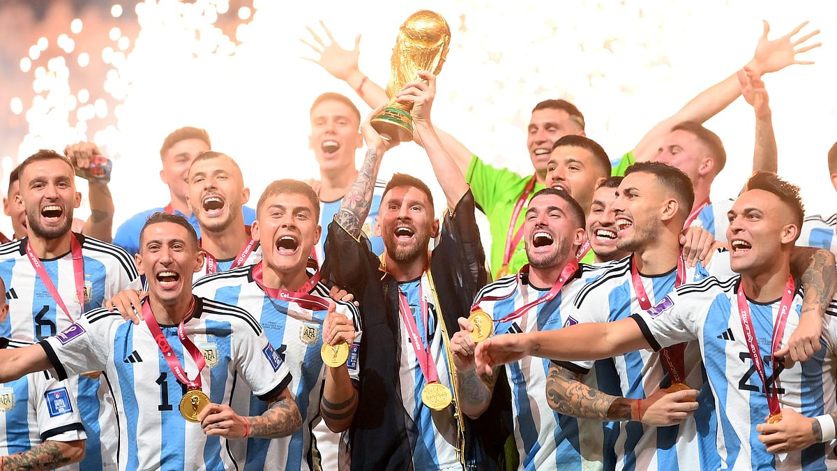 Argentina celebrate their 2022 World Cup victory