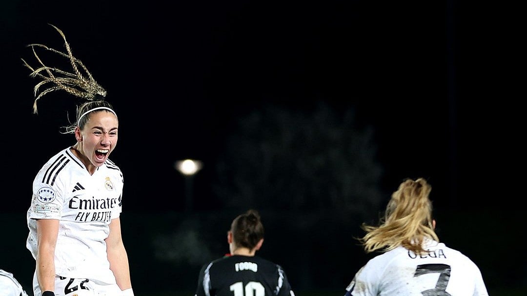 Photo: X | UEFA Women's Champions League : Real Madrid women players celebrating after win over Arsenal women.