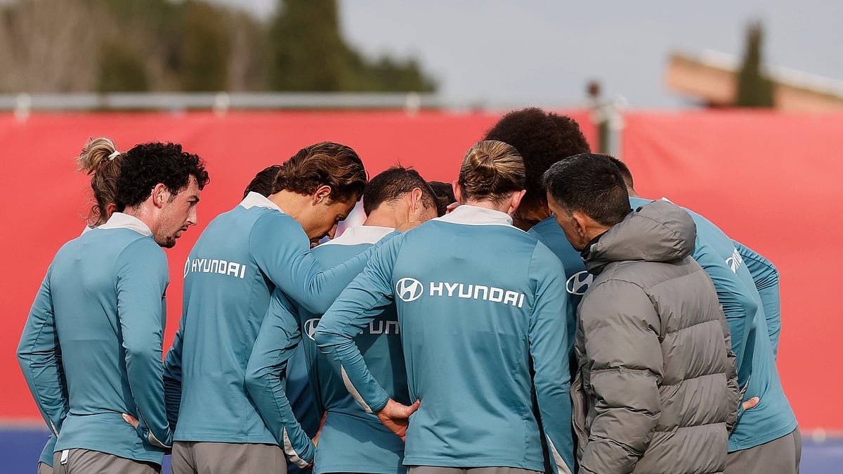Photo: X | Atletico de Madrid : Atletico Madrid players during a practice session.